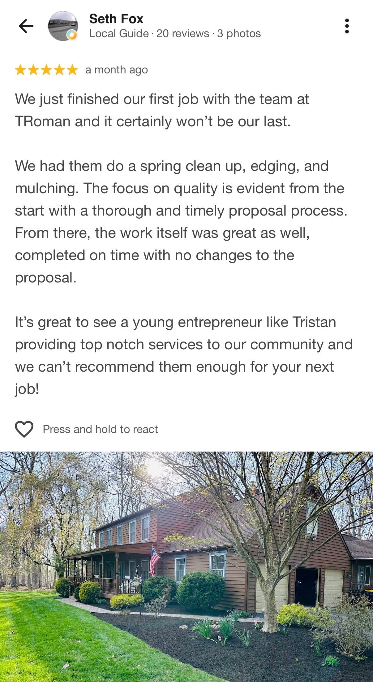 Gallery photos for Five-Star Reviews Keep Rolling In for TRoman Landscaping: Image #3